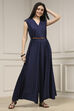 Navy Blue Viscose Rayon Asymmetric Dyed Jumpsuit image number 0
