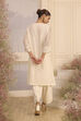 Off White Chanderi Straight Solid Suit Set image number 4