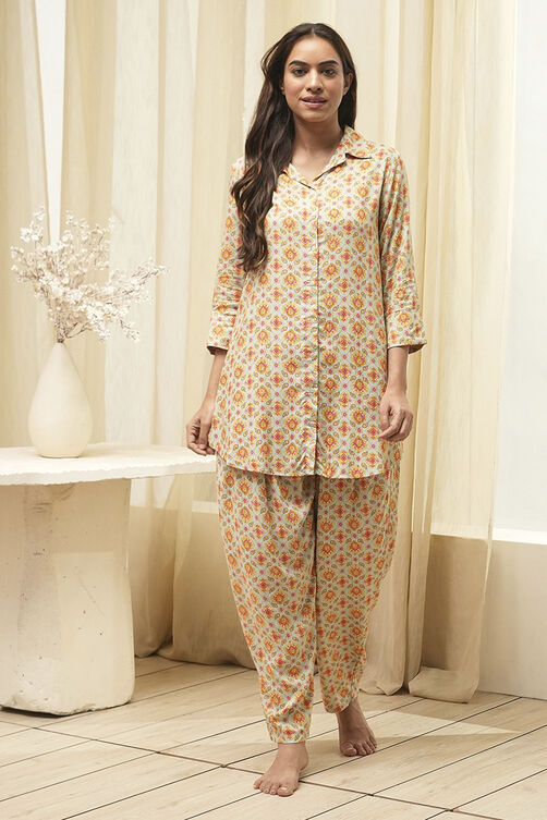 Powder Blue Rayon Printed 2 Piece Sleepwear Set image number 6