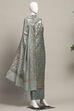 Lavender Cotton Printed Embroidered Unstitched Suit Set image number 4
