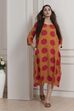 Mustard Yellow Printed A-Line Dress image number 0