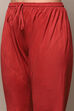 Red Cambric Fitted Kurta Churidar Suit Set image number 2