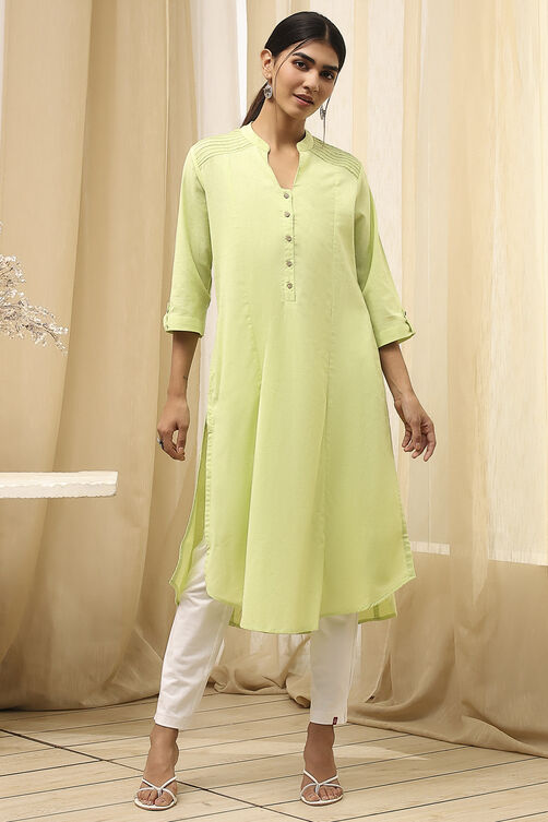 Burgundy Cotton Blend Solid Straight Kurta image number 5