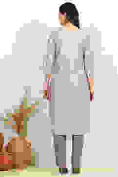 Gray Cotton Unstitched Suit Set image number 5