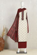 Off-White-Red Flex Hand Block Print Unstitched Suit Set image number 4