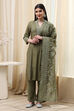 Sage Green Cotton Blend Straight Kurta Palazzo Suit Set image number 6
