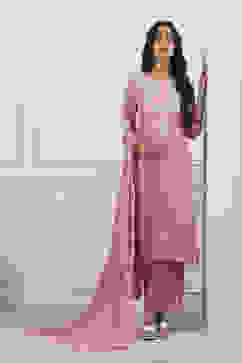 Pink Poly Viscose Straight Suit Set image number 0