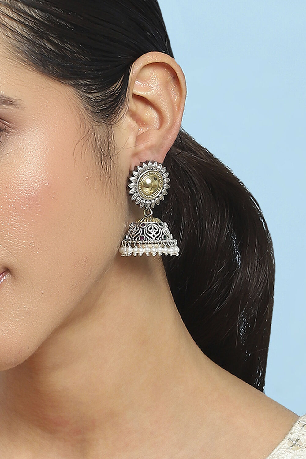 Oxidised Gold Brass Jhumka image number 1