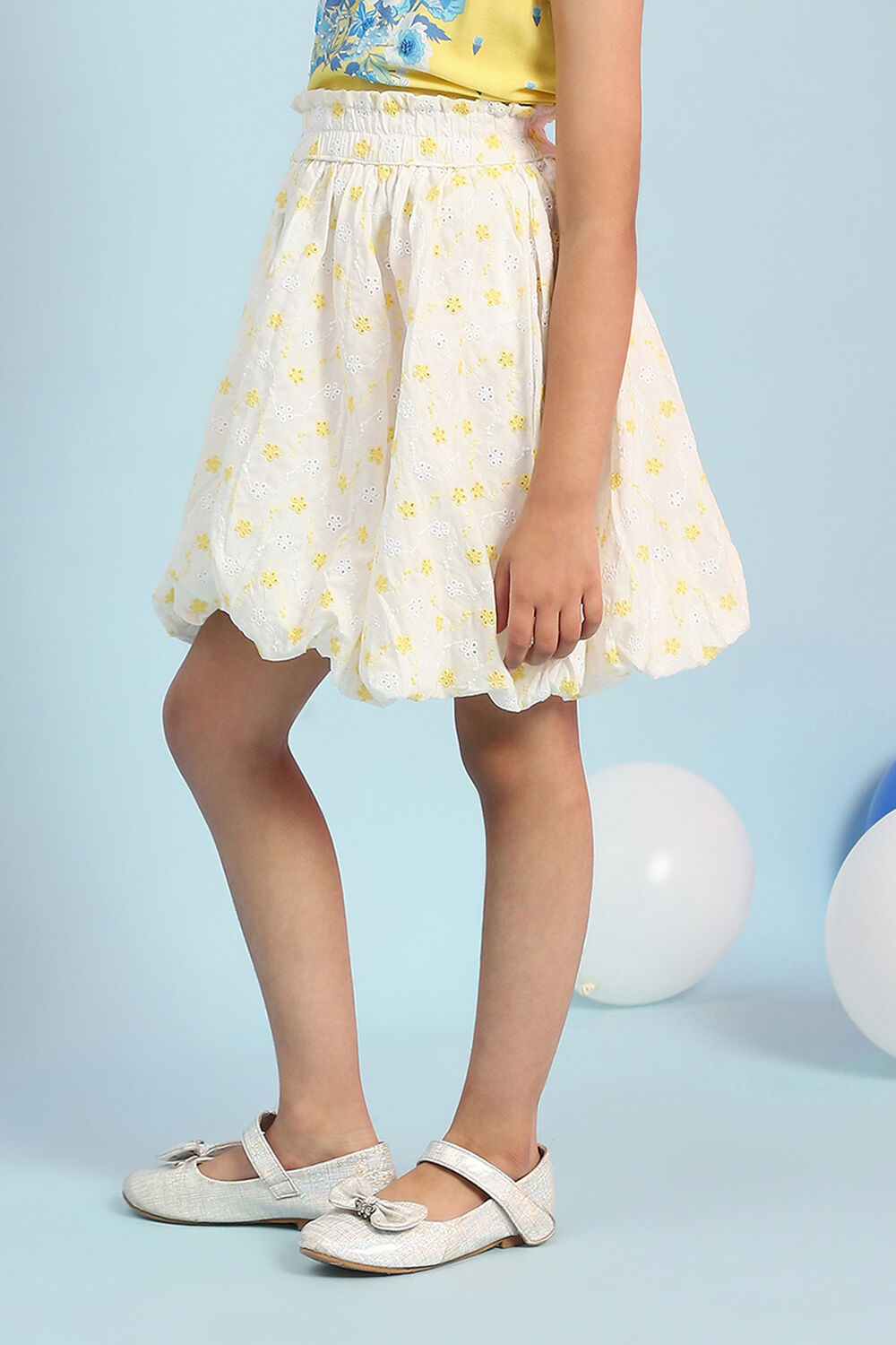 White Cotton Schiffli Skirt image number 2