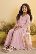 Pink Embroidered Straight Sharara Kurta Set