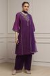 Purple Viscose Straight Printed Suit Set image number 0