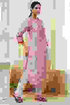 Beige Cotton Printed Straight Kurta image number 4