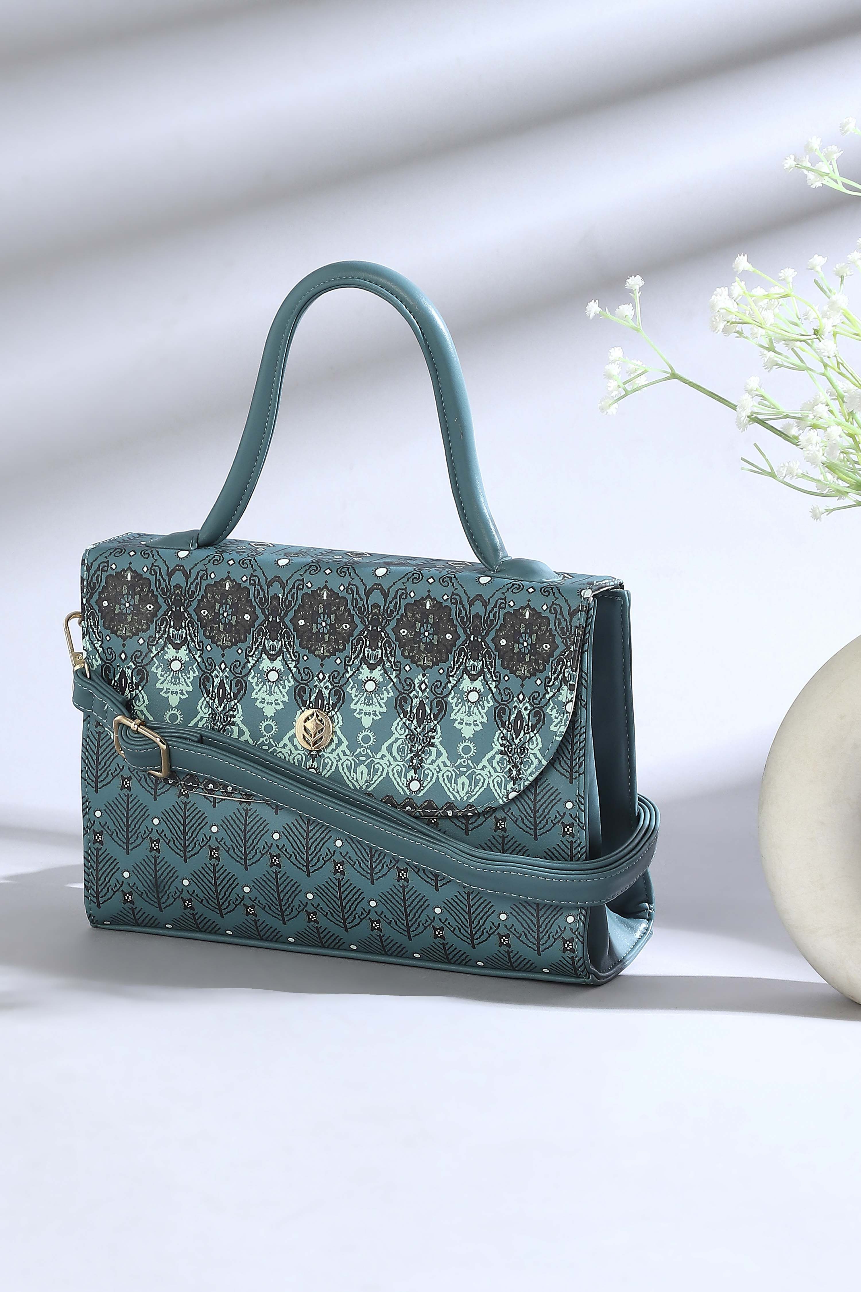 Blue PU Satchel image number 0