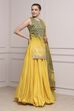 Yellow Olive Cotton Silk Straight Lehenga Set image number 5