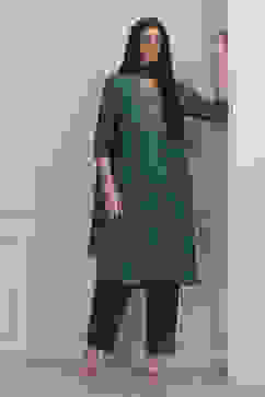 Green Modal Straight Suit Set image number 6