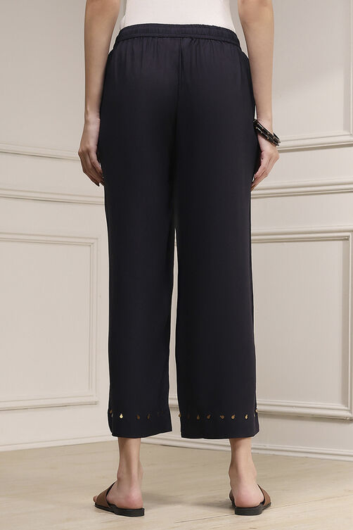 Charcoal Viscose Rayon Straight Solid Palazzo Pants image number 5