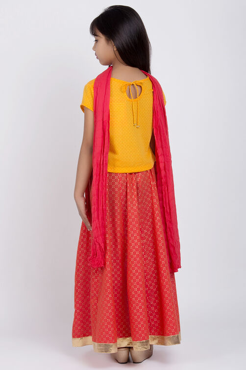 Yellow Cotton Lehenga Set image number 5