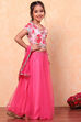 Green Floral Festive Flared Lehenga Set image number 3