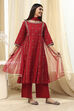 Cream-Colored Cotton Foil Printed Kalidar Suit Set image number 5