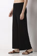 Black Viscose Lycra Relaxed Palazzos image number 2