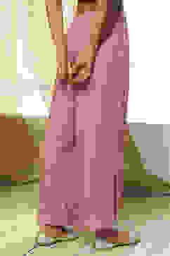 Dull Pink Solid Straight Palazzo image number 5