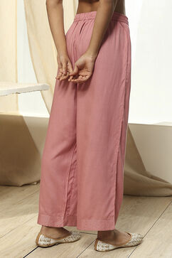 Dull Pink Solid Straight Palazzo image number 5