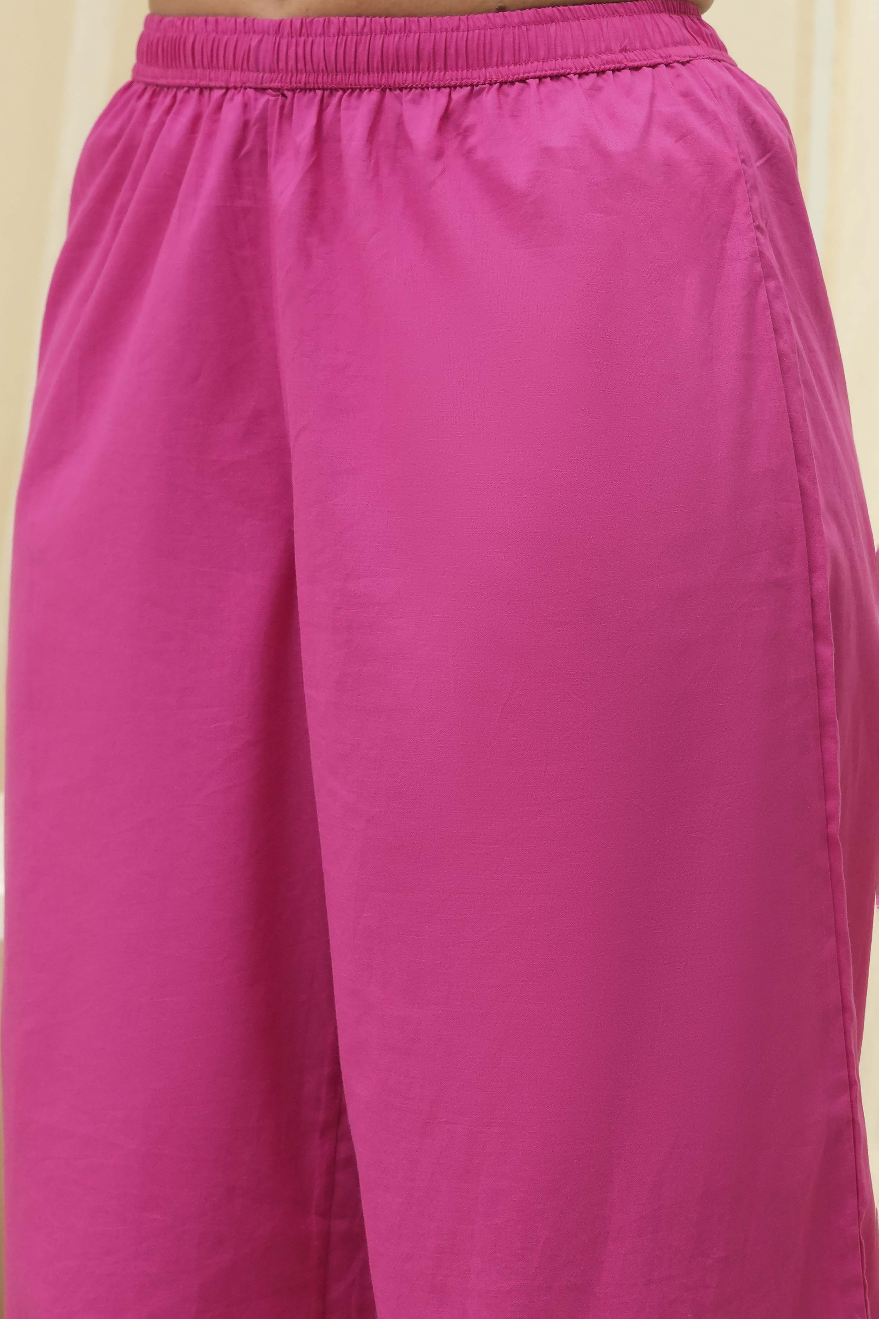 Pink Embroidered Straight Kurta Set image number 2
