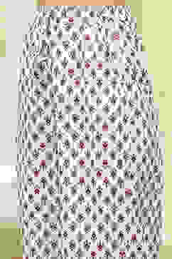 Lime Green and White Cotton Screen Print Unstitched Suit Set image number 3