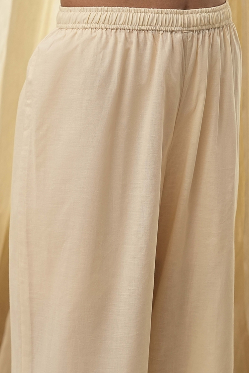 Beige Cotton Printed Anarkali Suit Set image number 2