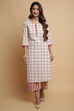 Natural Berry Cotton Flax Straight Kurta Pants Set