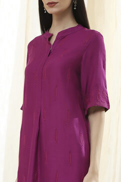 Purple Solid Straight Kurta Set image number 1