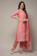 Sea Green Cotton Straight Kurta Pants Suit Set image number 4