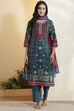 Red Cotton Printed Straight Kurta Set image number 7