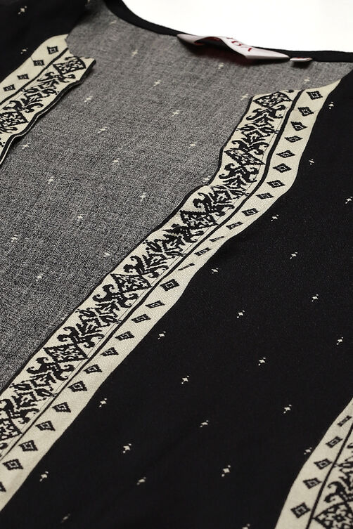 Black And Off White Viscose Printed Kurta image number 1