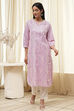 Yellow Cotton Printed Straight Kurta image number 4
