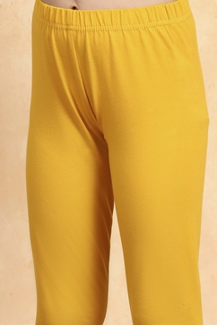 Yellow Cotton Tiered Solid Suit Set image number 2