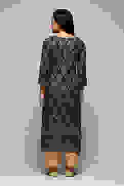 Black LIVA Straight Printed Kurta image number 4