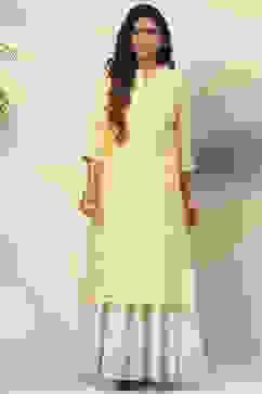 Yellow Straight Nylon Viscose Kurta image number 4