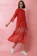 Mustard Rayon A-Line Printed Dress image number 0