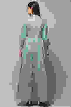 Pastel Blue Cotton Anarkali Kurta Sharara Suit Set image number 5