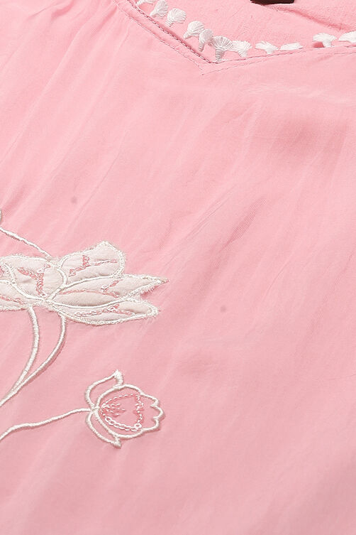 Baby Pink Organza Unstitched Suit set image number 2