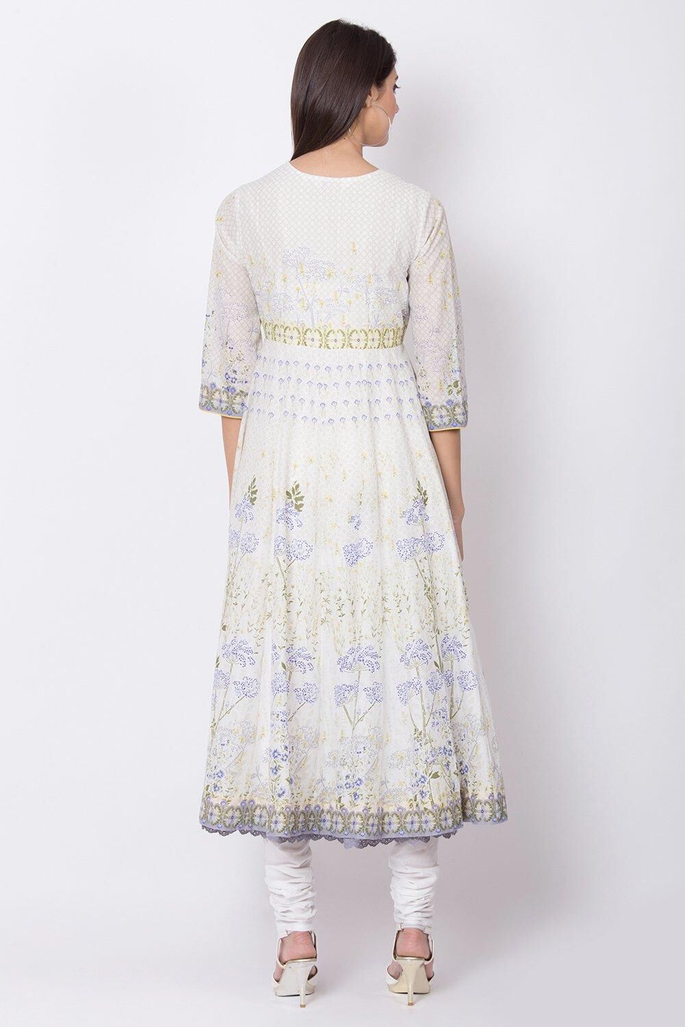 Off White Straight Kurta Churidar Suit Set image number 4