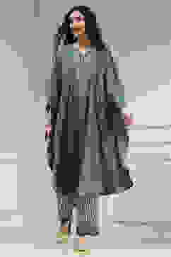 Sage Green Modal Solid Kaftan Fusion Kurta Set image number 5