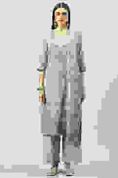 Mint Green Art Silk Straight Kurta Palazzo Suit Set image number 7