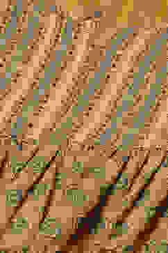 Ochre Cotton Printed Flared Tiered Dress image number 1