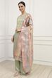 Pista Green Silk Blend Machine Embroidered Unstitched Suit Set image number 4