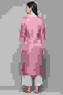 Dusty Pink Printed Straight Kurta image number 3