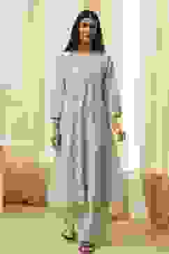 Blue Pure Cotton A-Line Kurta Set  image number 7