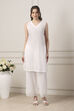 White Cotton Lace Embroidered Straight Suit Set image number 6