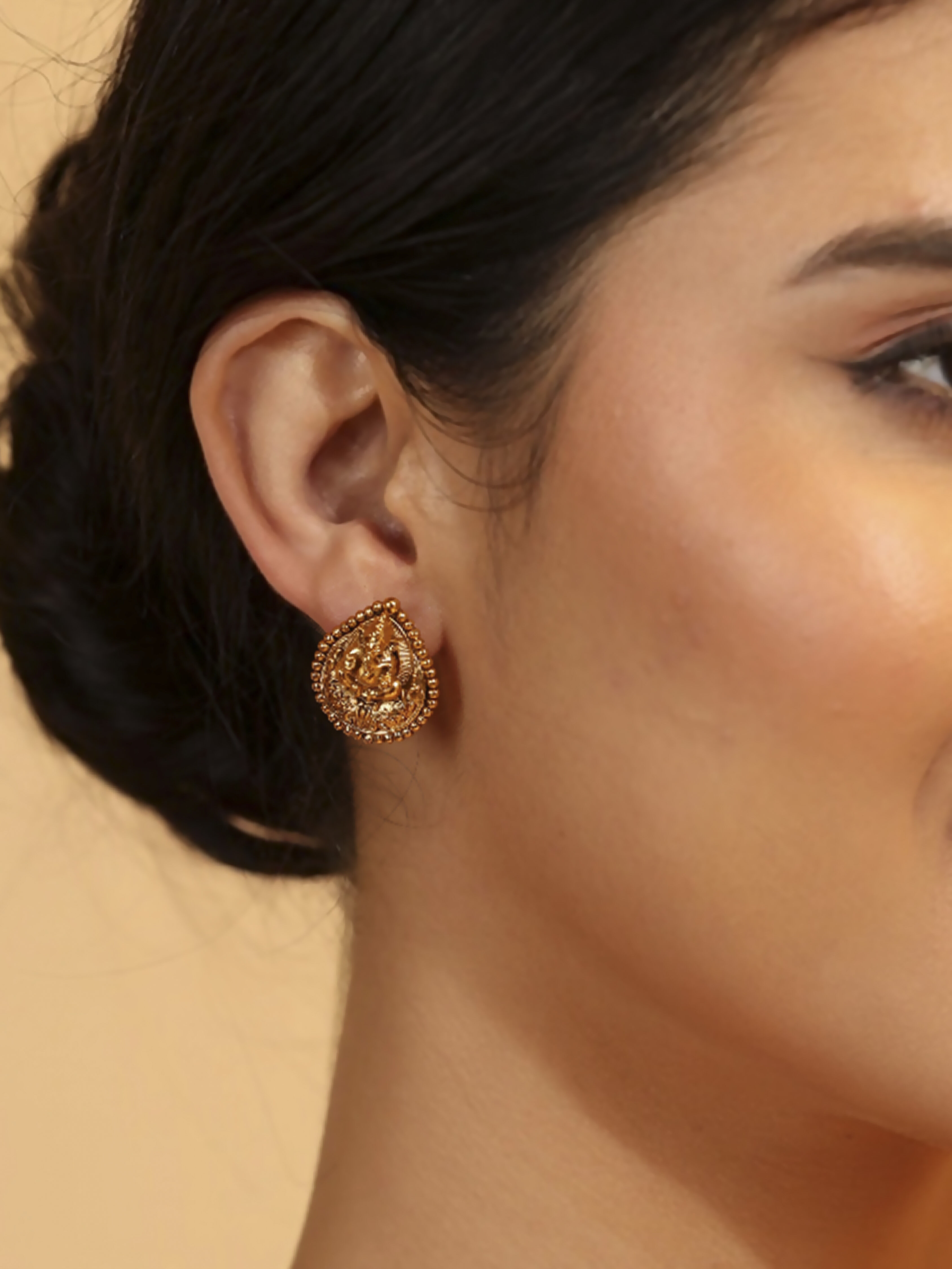 Gold Plated Brass Temple Studs image number 1